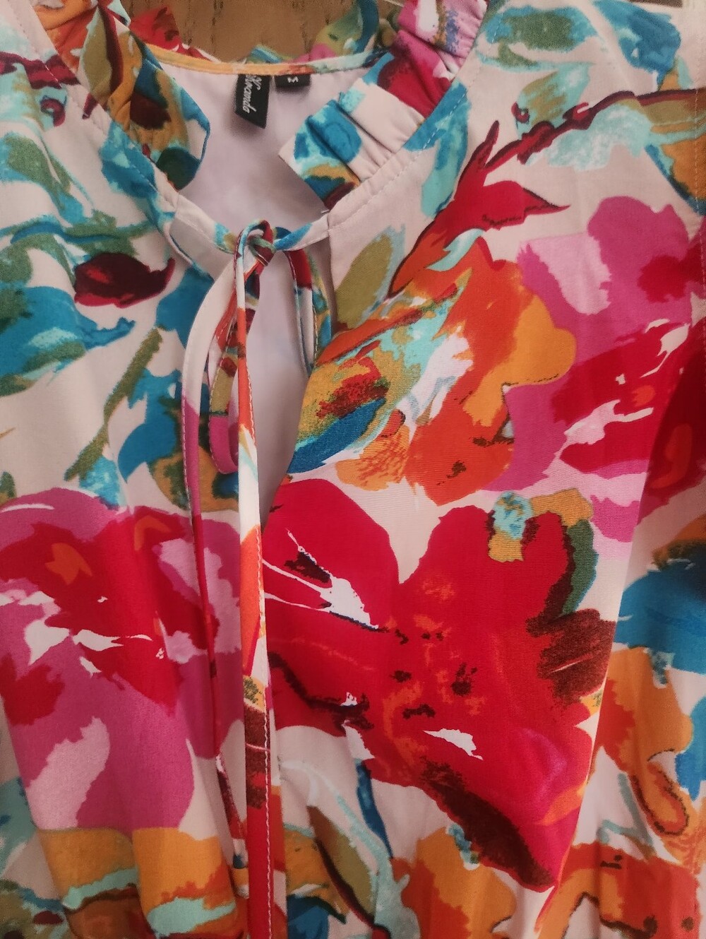 Floral Tie-Neck Maxi Dress in Multi Size Medium - Picture 9 of 13